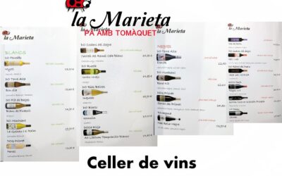 Restaurante La Marieta, nueva Carta de vinos, Celler de vins, íntimo y familiar, aniversarios,cenas románticas, cenas de empresa y celebraciones en Mollet del Vallès, Barcelona