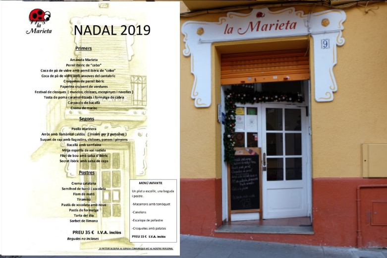Restaurantes comidas de fiestas de Nadal en Mollet, la Marieta